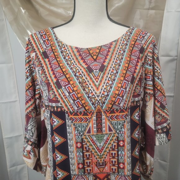 Chelsea & Violet size M, Tribal print in black, orange, brown - Picture 2 of 4